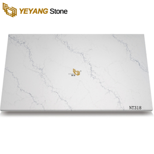 Pure White Quartz with Thin Grey Vein Quartz Slab for Kitchen Island NT318